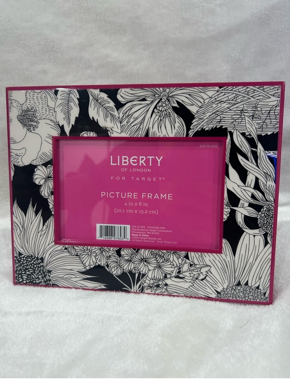 Liberty of London Black & White Floral Picture Frame Pink Trim Target 2010 4x6